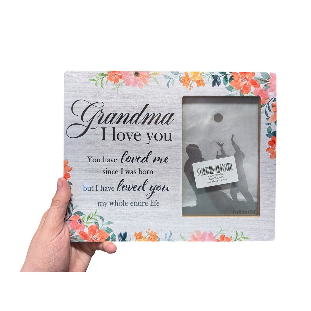 Grandma I Love You Floral Wood Picture Frame 4x6 Horizontal Wall Tabletop New